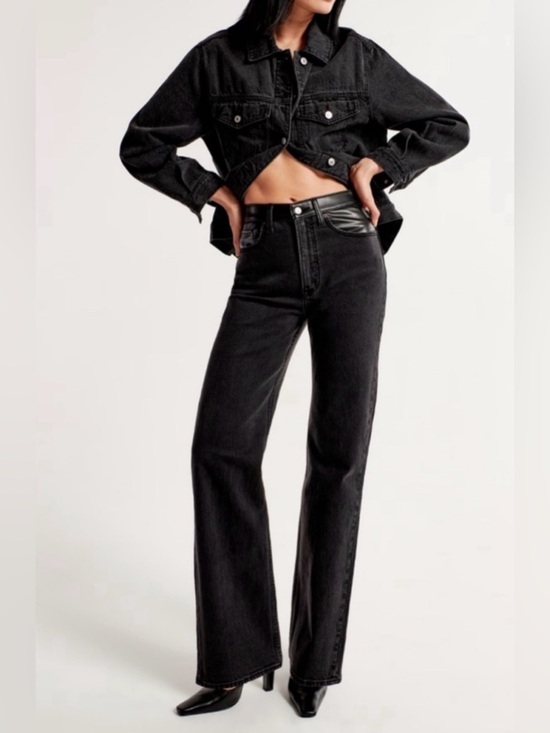 Abercrombie & Fitch Denim - Abercrombie & Fitch Black Ankle Straight Ultra High Rise Vegan Leather 26 XShort